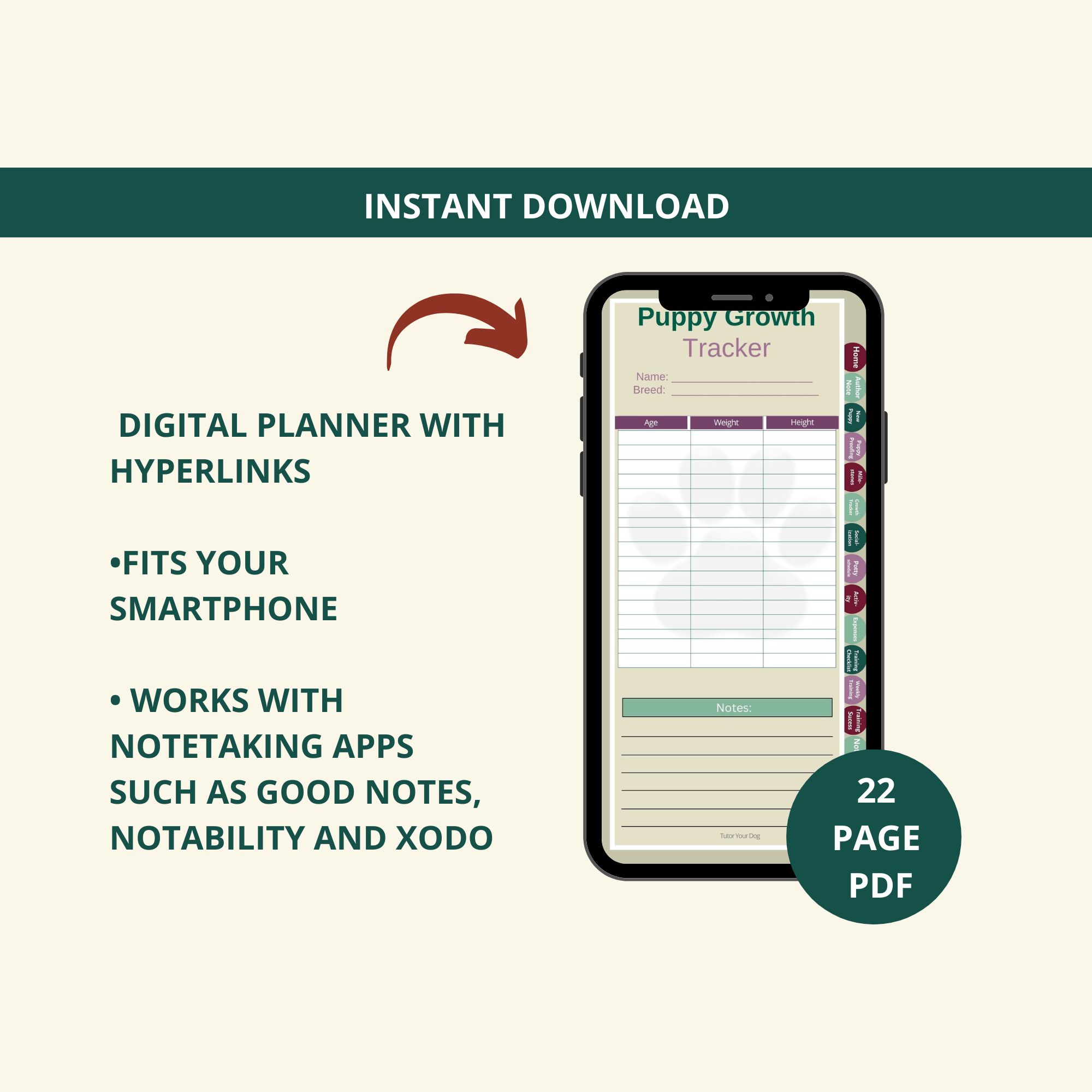 Cell phone new puppy workbook planner for smartphones